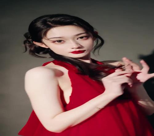 别有一番赶脚啊!美女主播婧雯一身红色长裙的国风穿搭