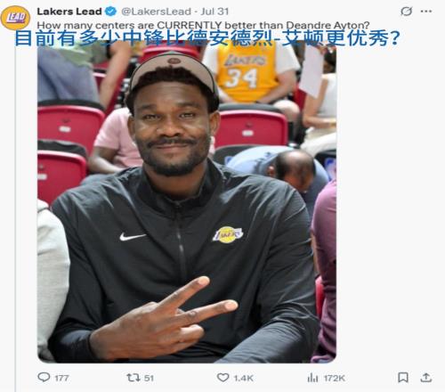 湖人自媒体发问:此时此刻有多少现役中锋比德安德烈艾顿更强