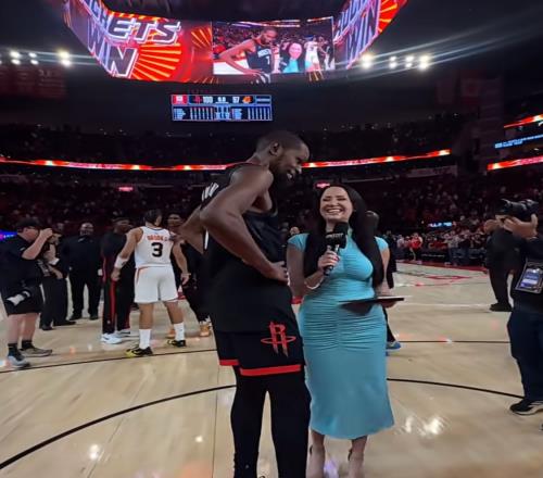 杜蘭特絕殺太陽后現(xiàn)場采訪一幕走紅！主持人身材火辣專業(yè)知識過硬