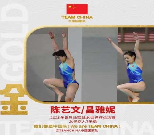 第二金！跳水世界杯總決賽，陳藝文昌雅妮女子雙人3米板奪冠