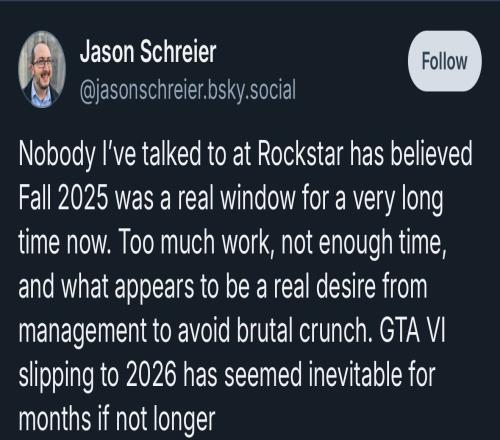 早就知道不早告訴大伙兒R星工作人員早在幾個(gè)月前就知道《GTA6》不可能在年內(nèi)發(fā)售