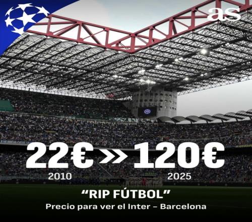 2010年欧冠半决赛国米vs巴萨票价22欧，今年票价120欧