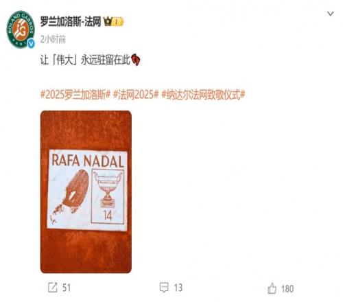 紅土之王！法網(wǎng)在中央球場(chǎng)為納達(dá)爾制作特制腳印