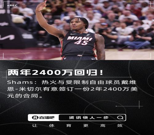 Shams：熱火與戴維恩米切爾有意簽訂一份2年2400萬美元的合同
