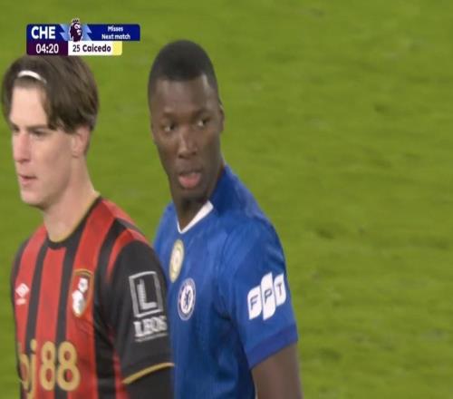 連續三輪染黃并累積五張，凱塞多將在對陣曼城時(shí)停賽