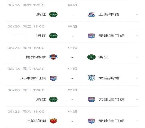 魔鬼賽程！改期后浙江8天3賽津門虎7天內(nèi)對陣英博、浙江、海港！