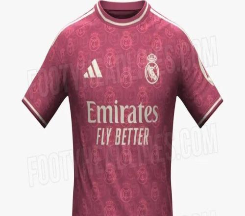 皇馬2627賽季第三球衣諜照：粉色回歸，隊(duì)徽暗紋遍布全身