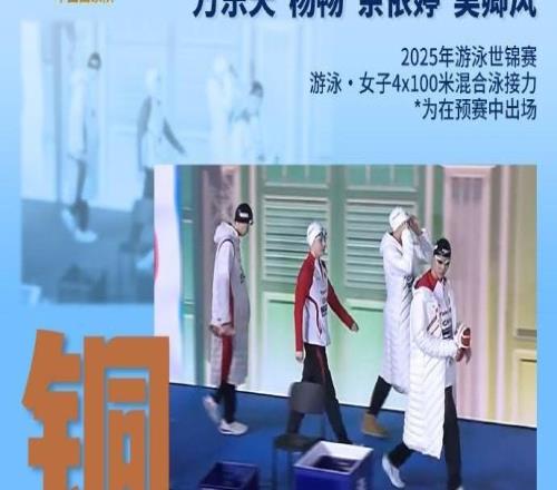 女子4100米混合泳接力：中國隊摘銅，美國隊破世界紀錄奪冠