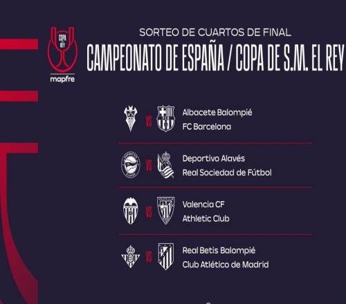 國王杯八強(qiáng)對(duì)陣：阿爾瓦塞特vs巴薩，貝蒂斯vs馬競(jìng)