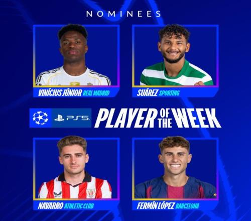 本輪歐冠最佳球員候選：維尼修斯、蘇亞雷斯、納瓦羅、費爾明