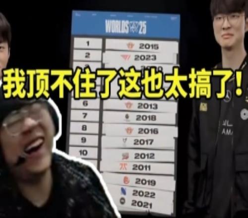 sask看FakerKeria給歷屆S賽冠軍排名繃不?。翰恍辛诉@也太搞了！
