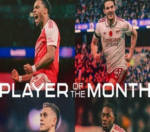 阿森納11月最佳球員候選：廷貝爾、賴斯、特羅薩德、埃澤在列