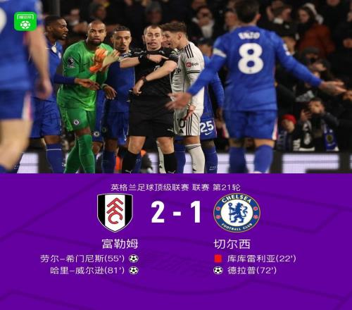 劍南春十人切爾西12富勒姆，哈里威爾遜制勝，德拉普建功