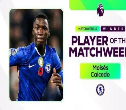 官方：切爾西中場凱塞多被評為英超第10輪最佳球員