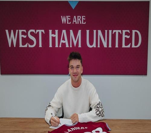 官方：西漢姆聯(lián)與18歲前鋒蘭德斯續(xù)約至2028年夏天