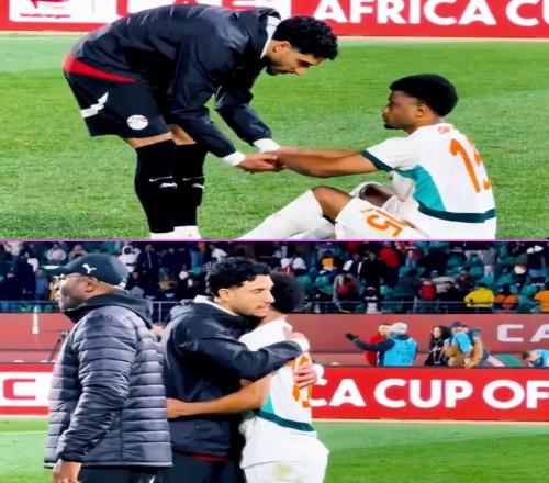 埃及淘汰科特迪瓦后，馬爾穆什最先找到阿馬德并送上安慰