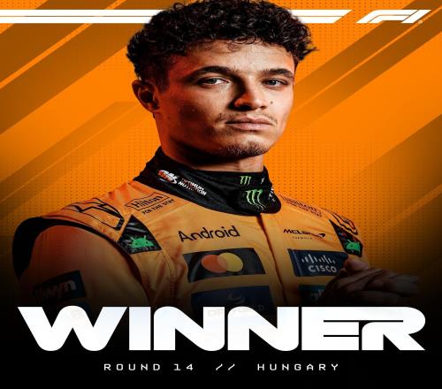 F1匈牙利站正賽：諾里斯奪冠，勒克萊爾第4，博托萊托第6