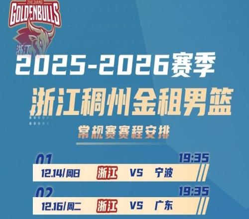 轉(zhuǎn)需收藏20252026賽季CBA聯(lián)賽浙江稠州金租男籃賽程出爐！