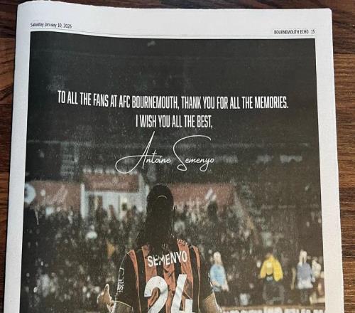 塞門約在報紙上刊登整版廣告致謝櫻桃球迷：祝你們一切順利