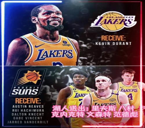5换1谁赚了美媒模拟：湖人得KD，送出小里八村彪哥文总克内克特