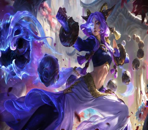 LOL官方发布新英雄芸阿娜高清原画：腹肌人鱼线明显，一头紫发