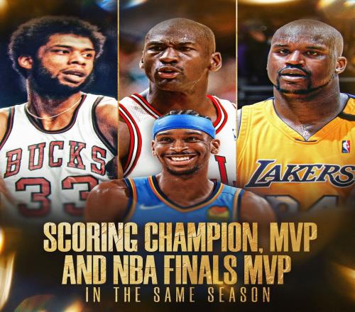 大满贯！亚历山大单赛季成就得分王+MVP+FMVP历史第四人！