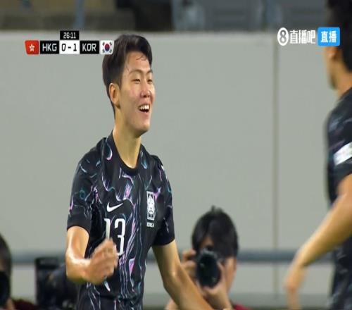 守了27分钟！姜尚润转身射门得手，中国香港01落后韩国