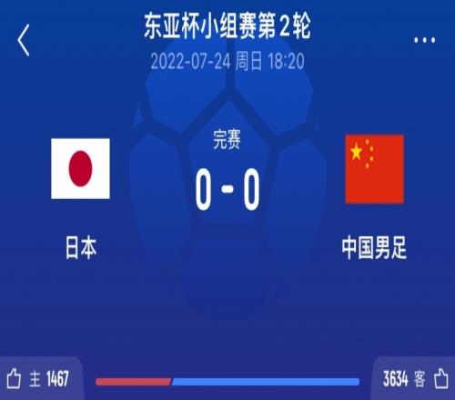 这次结果会如何国足22年东亚杯客场00逼平日本日本狂轰18脚