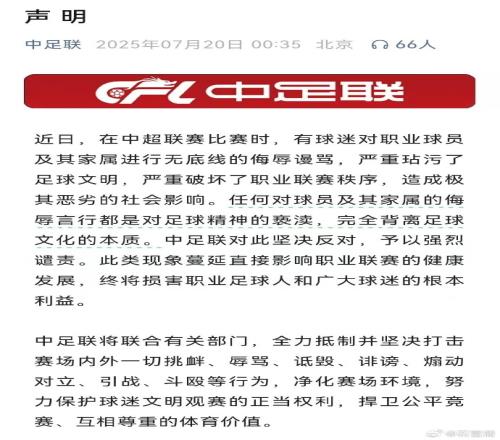 石雪清：中足联声明就是走过场、娘娘腔，都不敢明确指出是谁辱骂