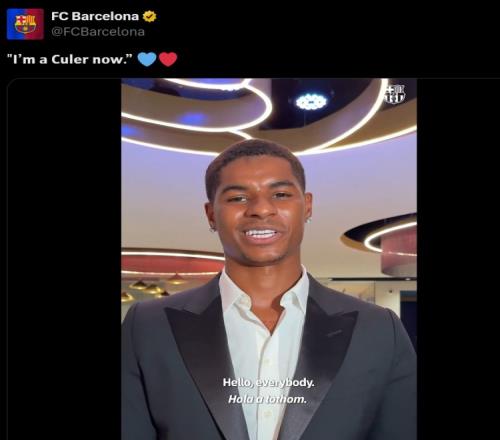 拉什福德寄语巴萨球迷：很高兴来到这里，我现在也是巴萨一员了！