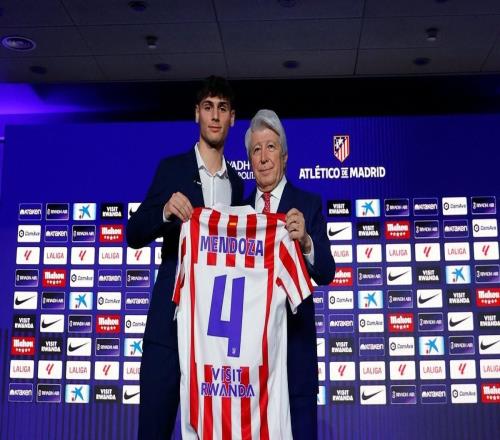 官方：马竞新援门多萨将身穿4号球衣