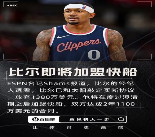 ESPN评级：快船将以两年1100万美元白菜价得到比尔获评B+