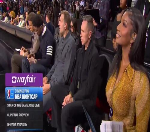 雷霆不敌马刺场边星光熠熠！美女主持坐纳什旁镜头捕捉超美一幕