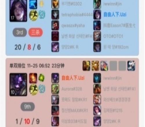 瘾这么大Uzi早上六点多起来打排位，牛头110、卡莎208！