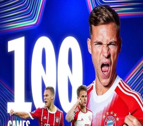 基米希欧冠100场比赛赢下71场，为所有球员最多