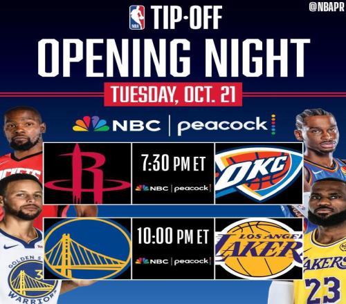 NBA官宣重要赛程：揭幕战火雷战+湖勇战圣诞大战火湖+侠勇对决